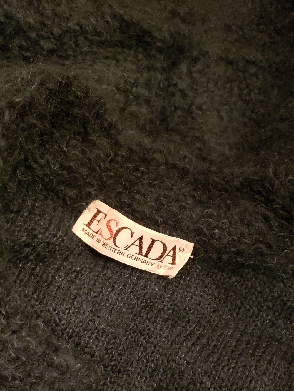 Escada Green Fuzzy Knit Sweater jacket